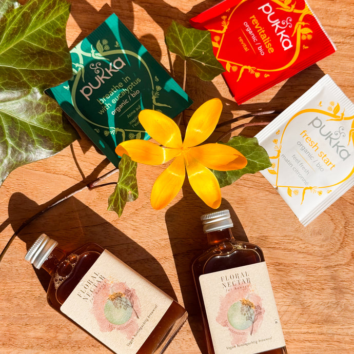 Verwenpakket (Pukka thee + floral nectar + inheems bloemzaad)